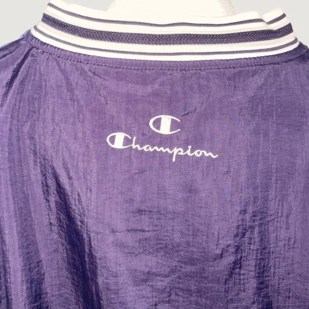 Champion XL Navy V Neck Pullover Windbreaker Jacket Nylon USA 90s - Picture 8 of 12